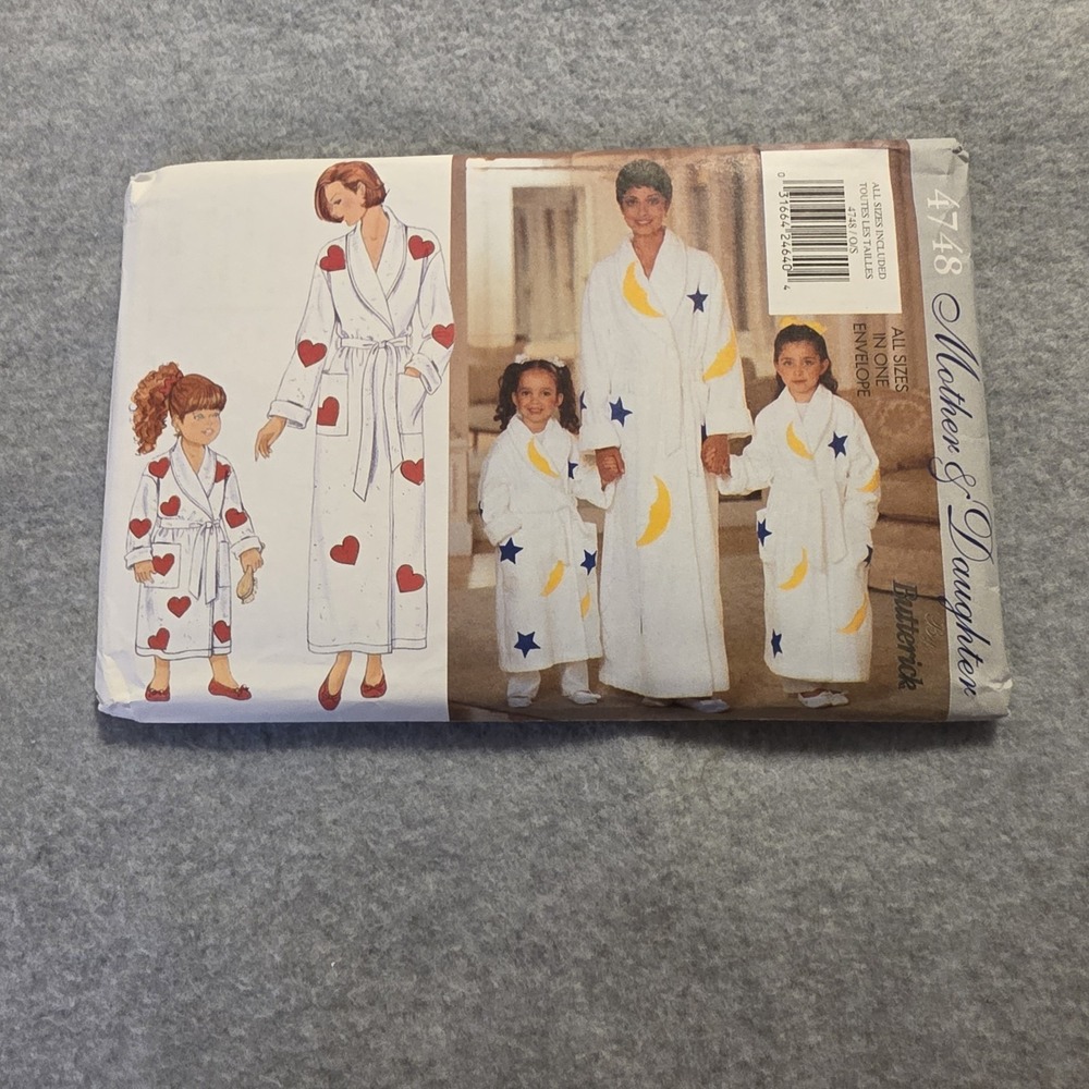 Butterick 4748 Mother & Daughter Robe Sewing Pattern One Size Uncut 1990s